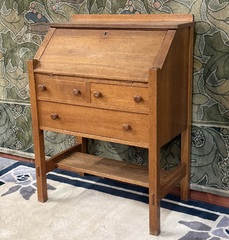 L. & J.G, Stickley Drop Front Desk in fine Original Light Finish. Handcraft Period.